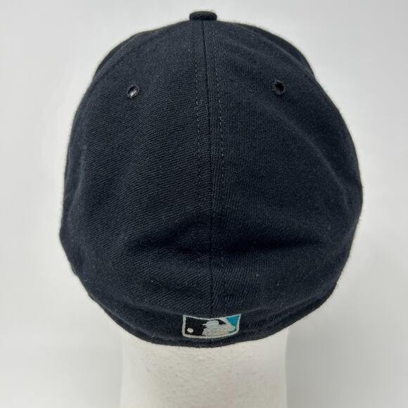 Vintage 90s Florida Marlins Hat Baseball Cap Fitted 7 7/8 Black New Era USA Made - Picture 3 of 10